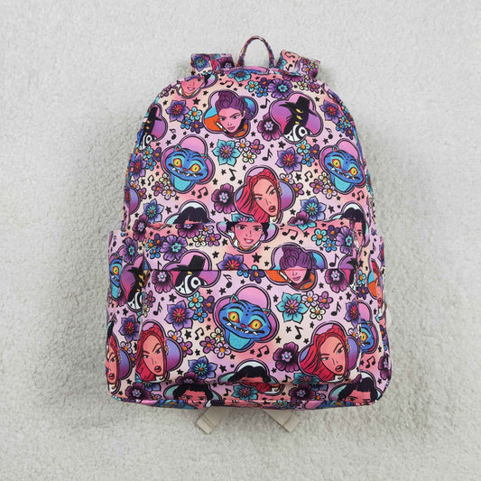 BA0384 Baby Kids Demon Hunter Flowers Zipper School Back Bags Backpack
