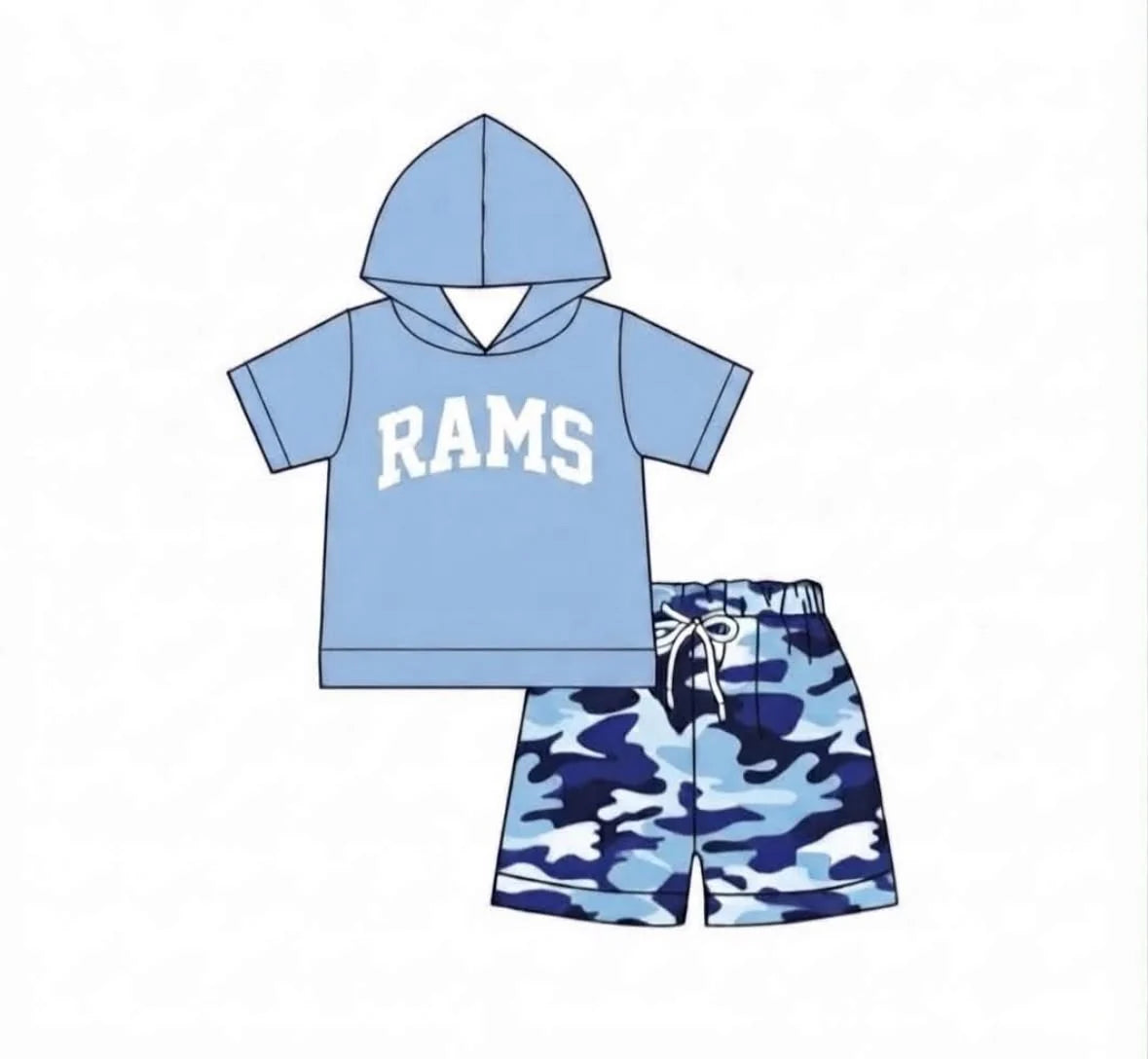 Custom Order Baby Boys Rams Hooded Shirt Top Shorts Outfits Clothes Sets