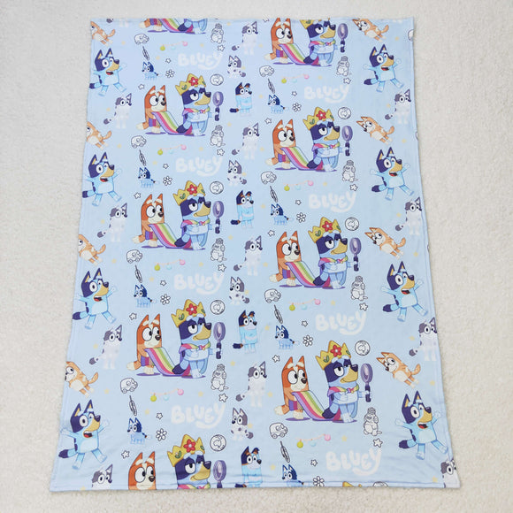 BL0131 Cartoon dog blue baby blanket