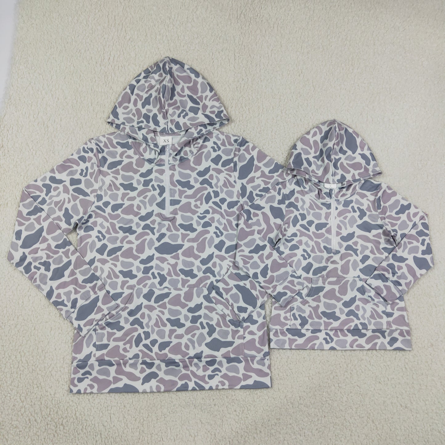 BT1849GT1708 Kids Adult Women Southern Camo Zipper Pocket Hoodies Tops