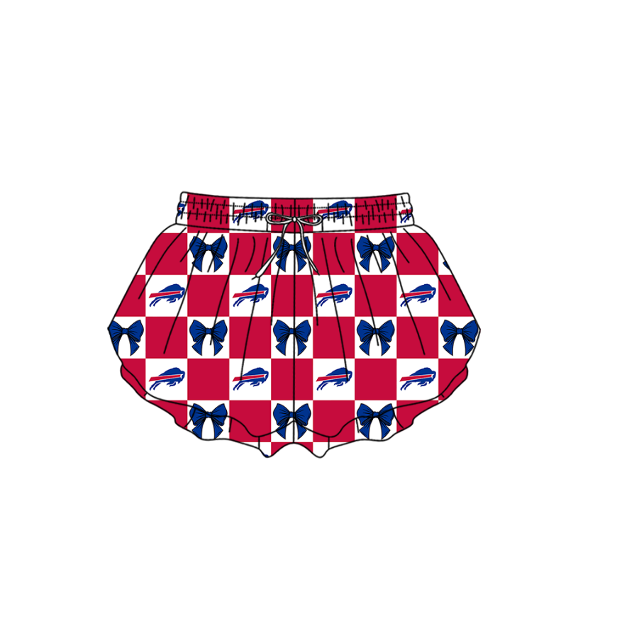 Custom Milk Silk Order MOQ:3 or 5 pcs Each Design Team State Girl Summer Bow Blue And Red Shorts