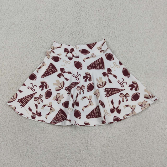 GLK0139 Kids Baby Girls Dark Red Bows Go Team Yoga Skirt Shorts Bottom