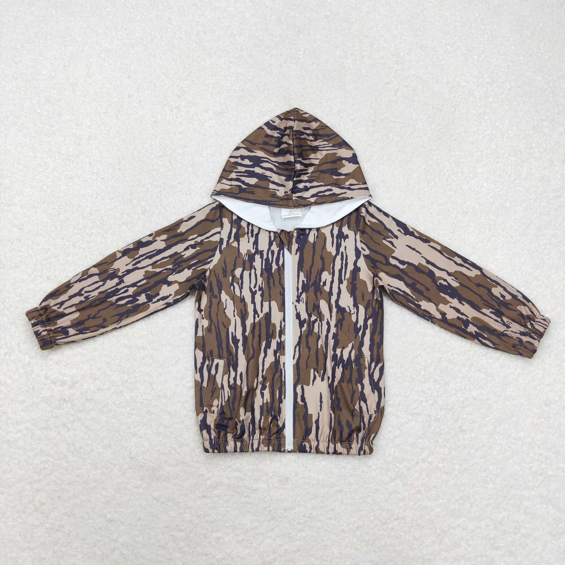 Sibling baby boys girls clothes camouflage zipper hooded long sleeve tops