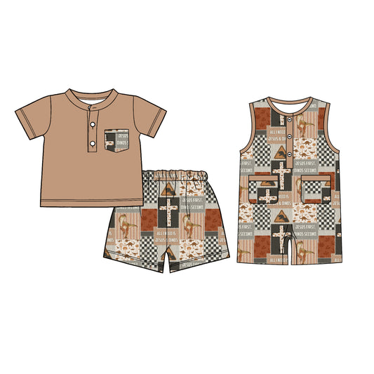 26.1.6 Custom MOQ:3 or 5 pcs each design milk silk Sibling baby boy clothes easter short sleeve shorts sets and romper