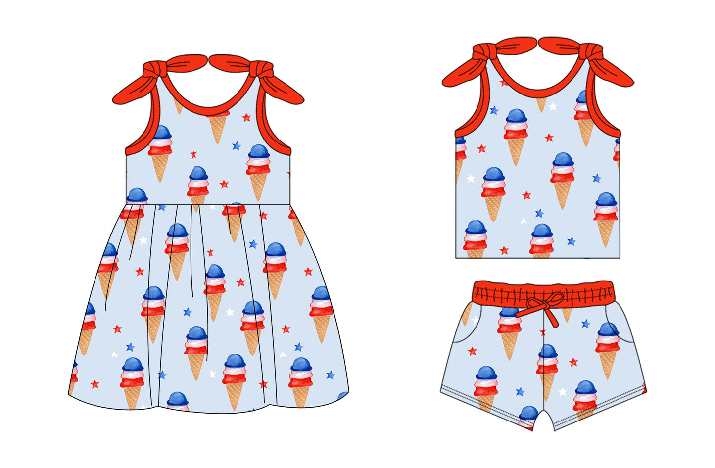26.1.14 Custom MOQ:3 or 5 pcs each design milk silk Sibling baby girl clothes short sleeve shorts sets and dress