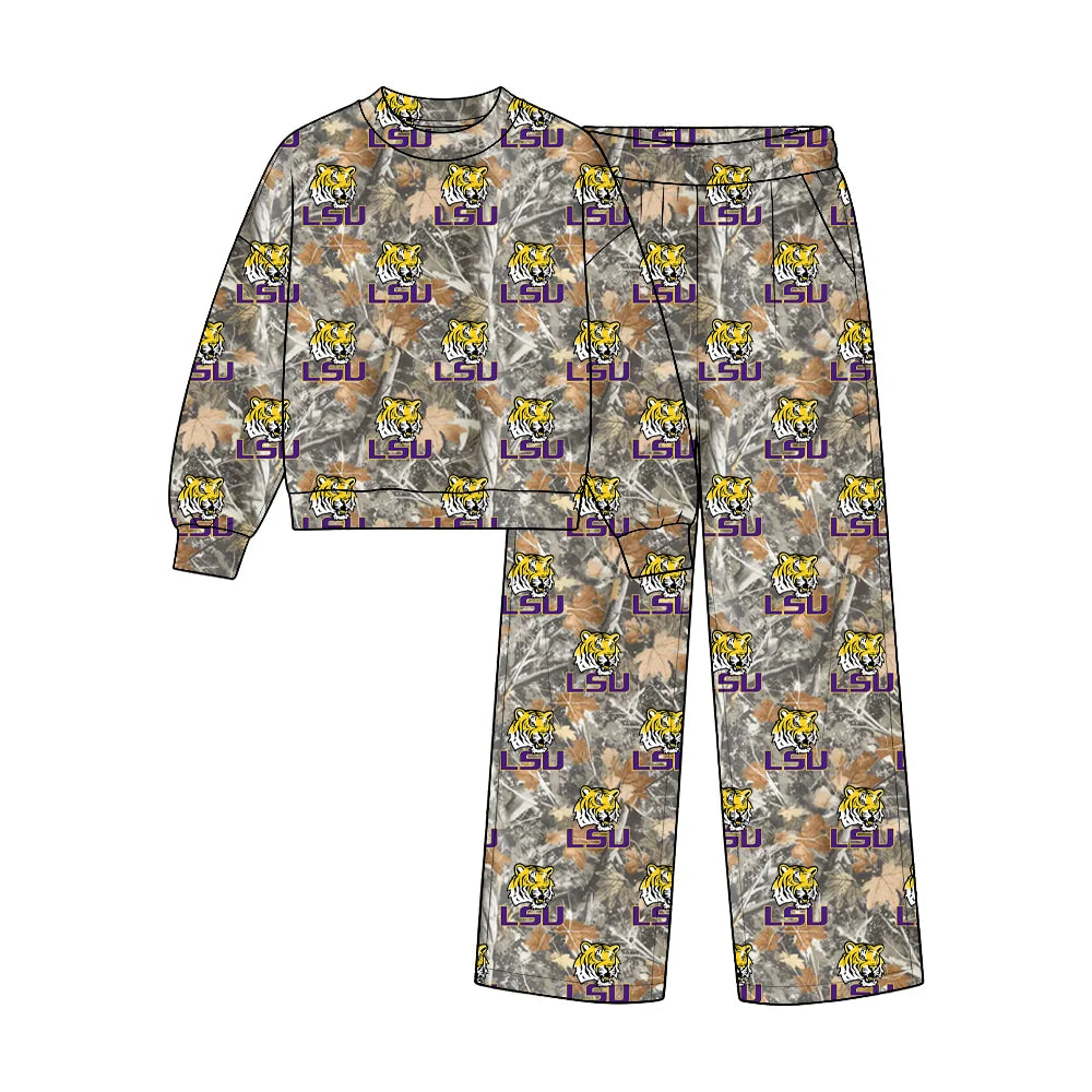 Custom Order Baby Boys Leaves Camo Louisiana Top Pant Team Clothes Sets