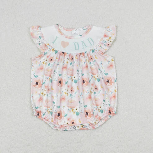 5.21 Sibling Baby Kids I Love Dad Flowers Leopard Ruffle Summer Rompers