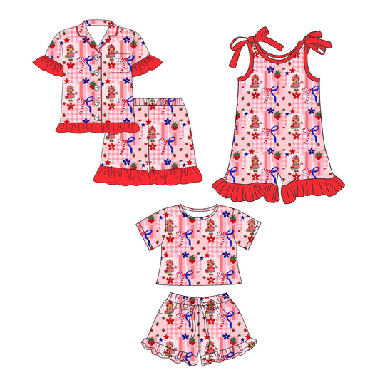 26.1.3 Custom MOQ:3 or 5 pcs each design milk silk Sibling baby girl clothes cartoon bow short sleeve shorts sets 2 and jumpsuit