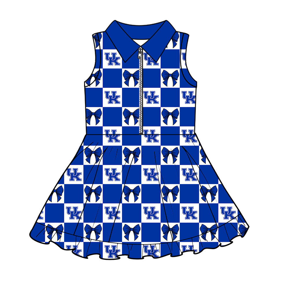 Custom Milk Silk Order MOQ:3 or 5 pcs Each Design Team State Girl Summer Bow Blue Sleeveless Skirts Sets 3 and dress and shorts-26.1.19