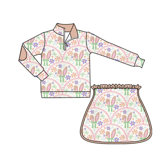 12.29 MOQ：5pcs GLD1576 pre-order baby girl clothes rabbit toddler girl easter yoga skirt outfit