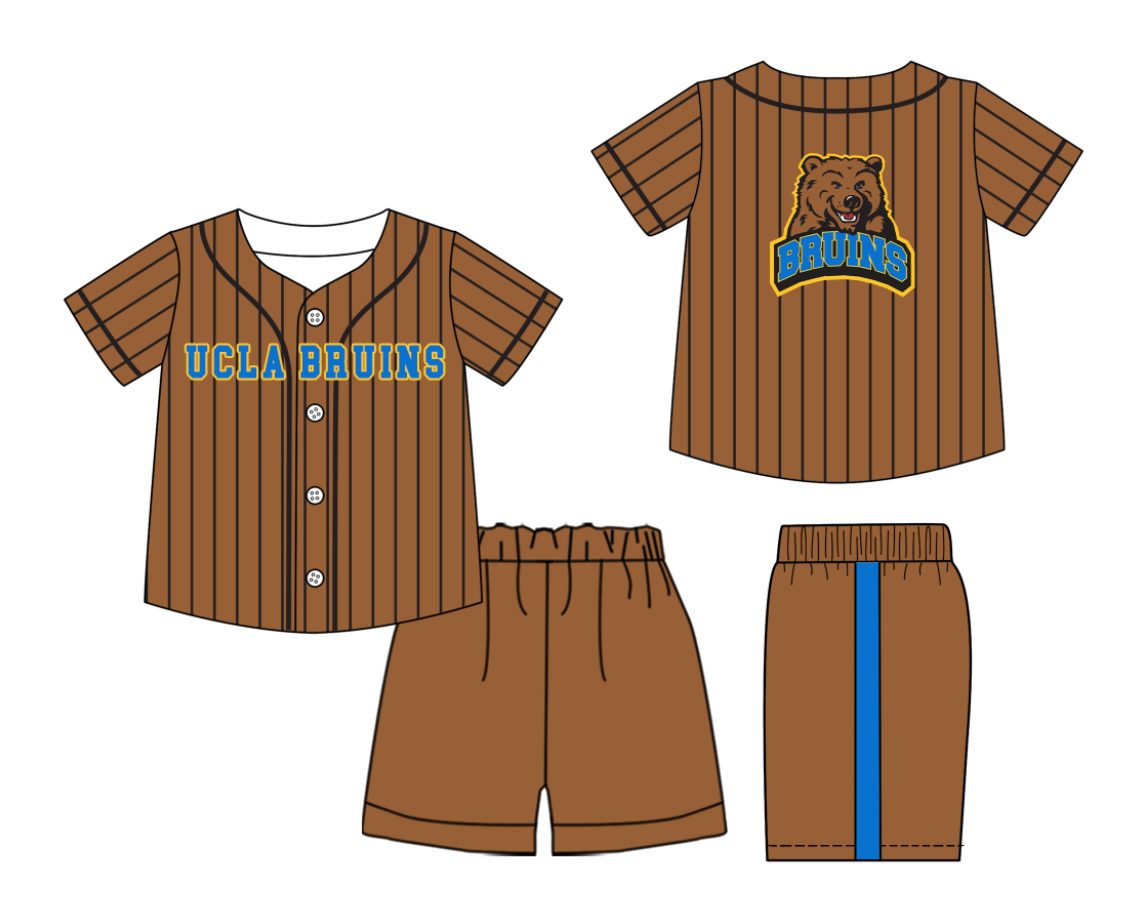 Custom Milk Silk Order MOQ:3 or 5 pcs Each Design Team State Kids Summer Short Sleeve Shorts Sets-26.1.21