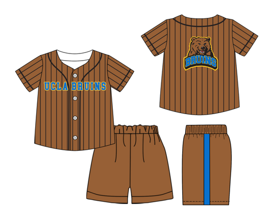 Custom Milk Silk Order MOQ:3 or 5 pcs Each Design Team State Kids Summer Short Sleeve Shorts Sets-26.1.21