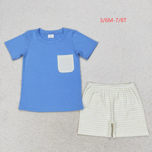 4.19  Sibling Baby Boys Cotton Pocket Top Shorts Outfits Sets