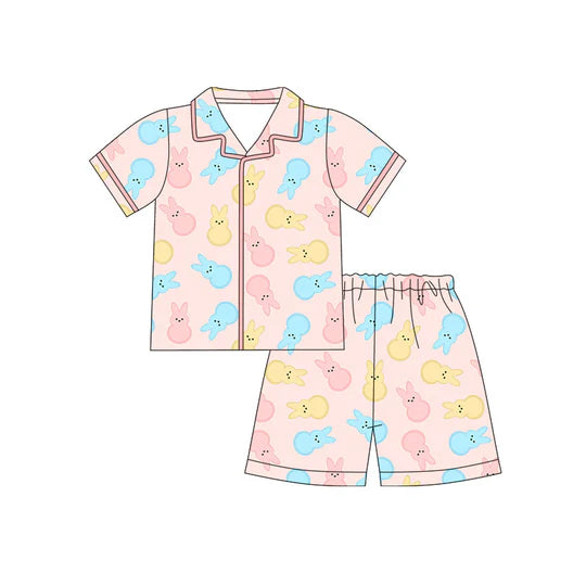 12.29 MOQ：5pcs GSSO3088 pre-order toddler girl clothes rabbit print girl easter summer set