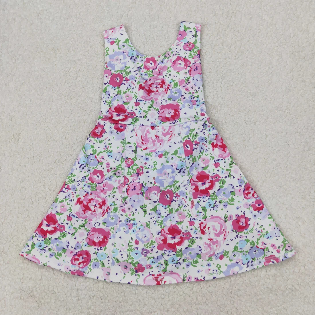 6.2 Sibling Baby Girls Strap Strawberry Floral Skorts Yoga Knee Length Dresses