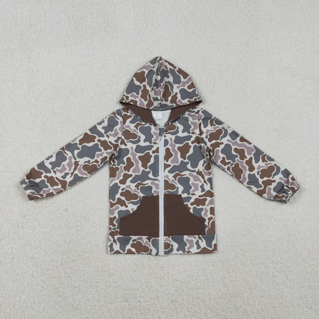 Sibling baby boys girls clothes camouflage zipper hooded long sleeve tops