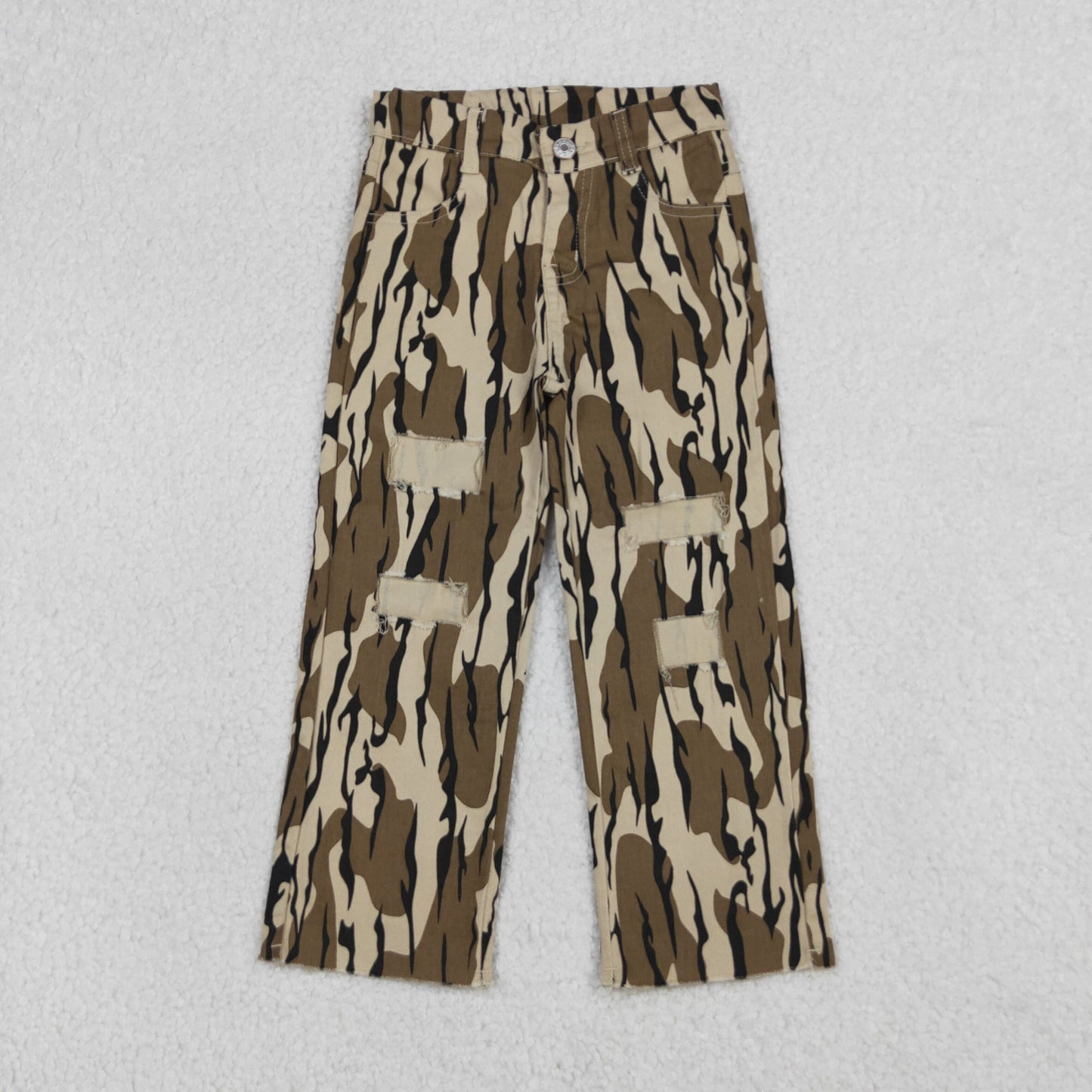 P0373 Kids Baby Boys Southern Olive Camo Tree Branches Denim Pants Jeans