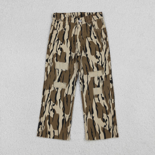 P0373 Kids Baby Boys Southern Olive Camo Tree Branches Denim Pants Jeans