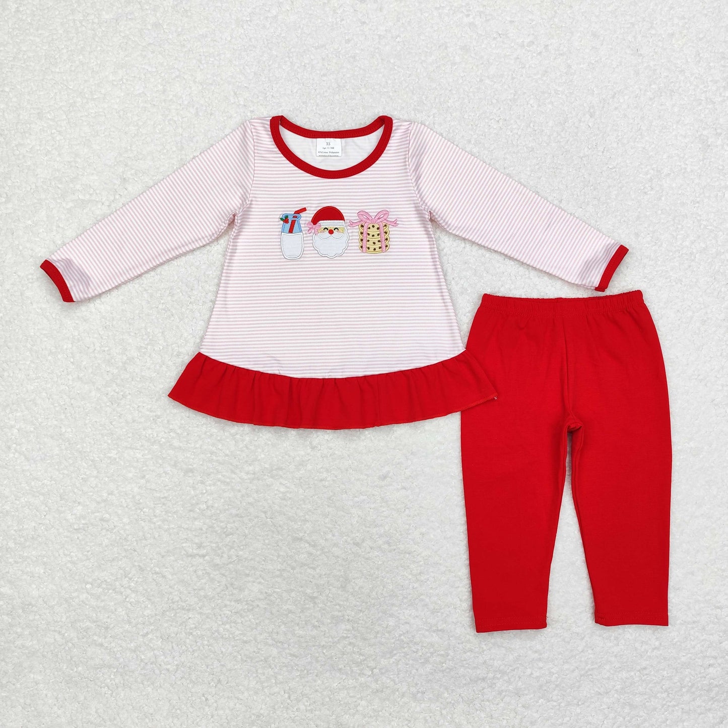 GLP1596 RTS TODDLER GIRL CLOTHES SANTA COOKIES GIRL CHRISTMAS WINTER TOP T-SHIRT EMBROIDERY