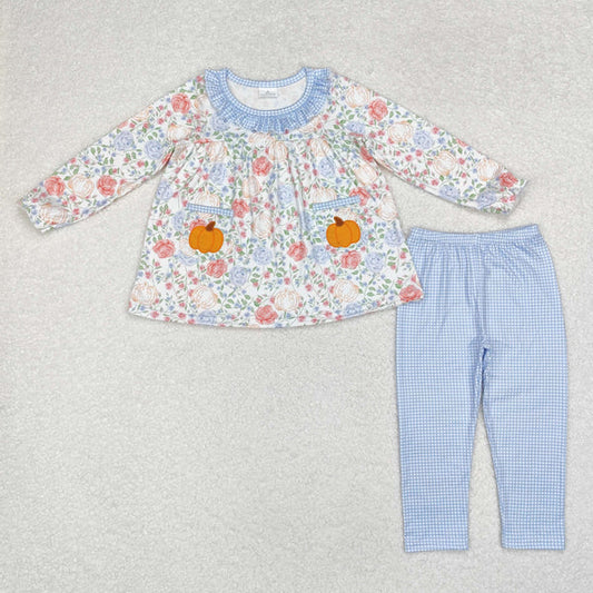 GLP1767 Baby Girls Fall Pumpkin Flowers Tunic Legging Clothes Set