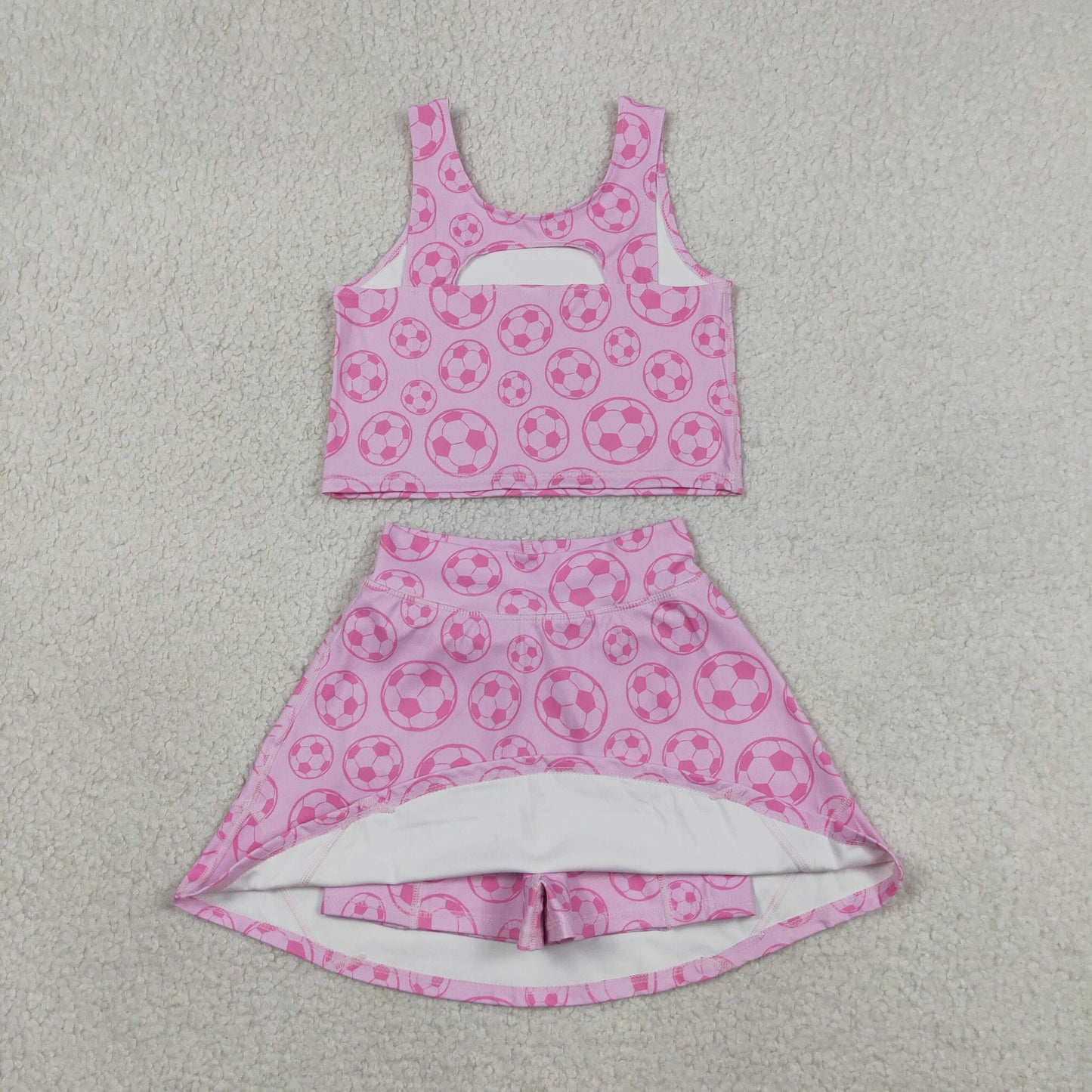 GSD1468 Kids Baby Girls Football Athletic Active Wear Top Shorts Skirts Clothes Sets