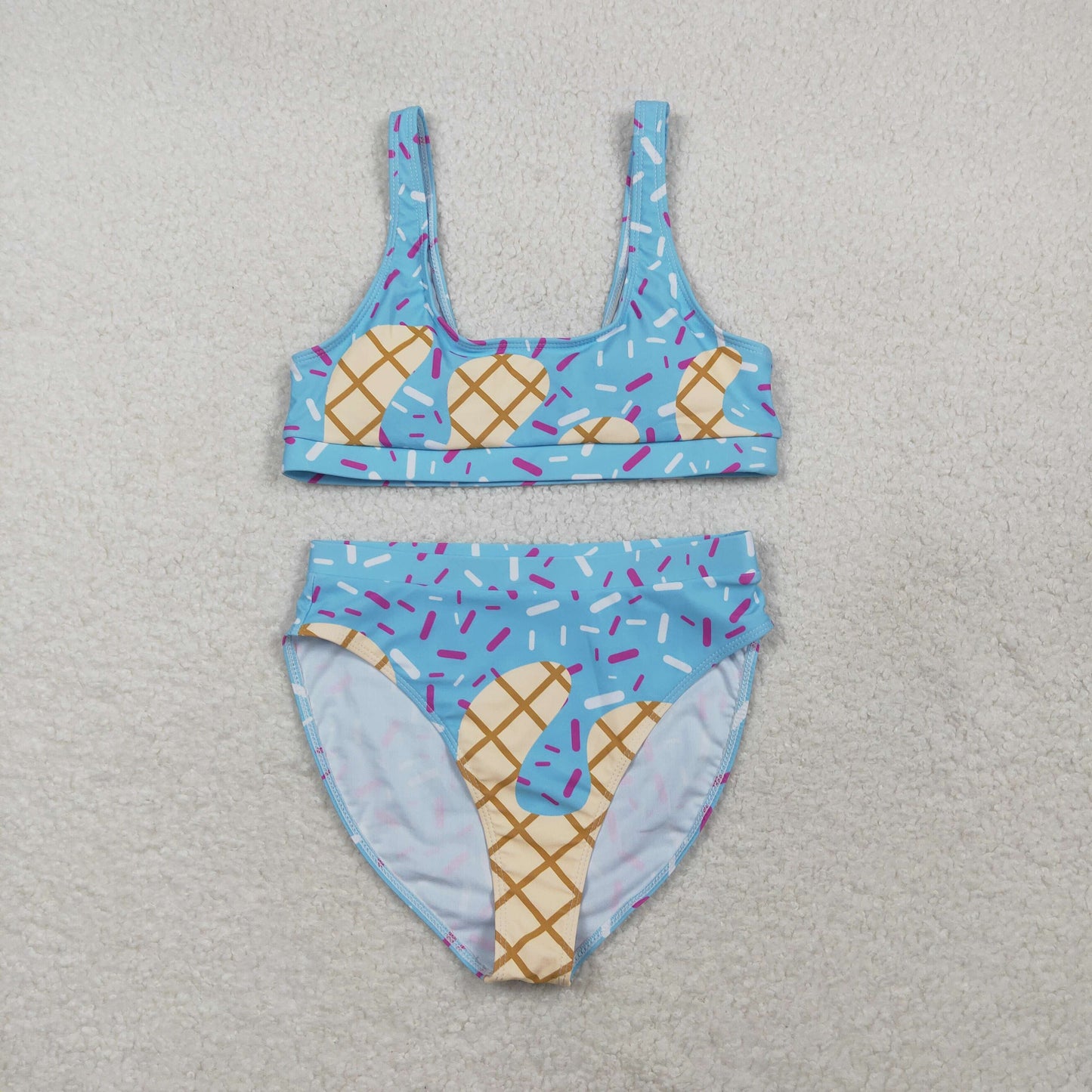 S0577 Adult Women Blue Drip Sprinkles Team Swimsuits