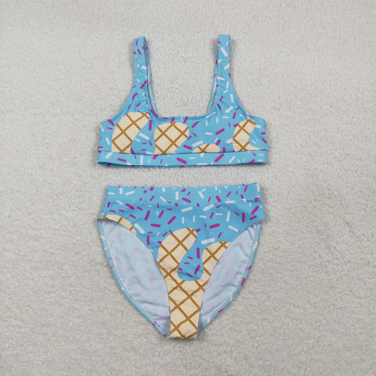 S0577 Adult Women Blue Drip Sprinkles Team Swimsuits