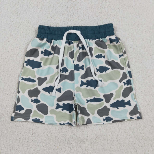 SS0893 Kids Baby Boys Southern Green Camo Fishes Hunting Shorts Bottom