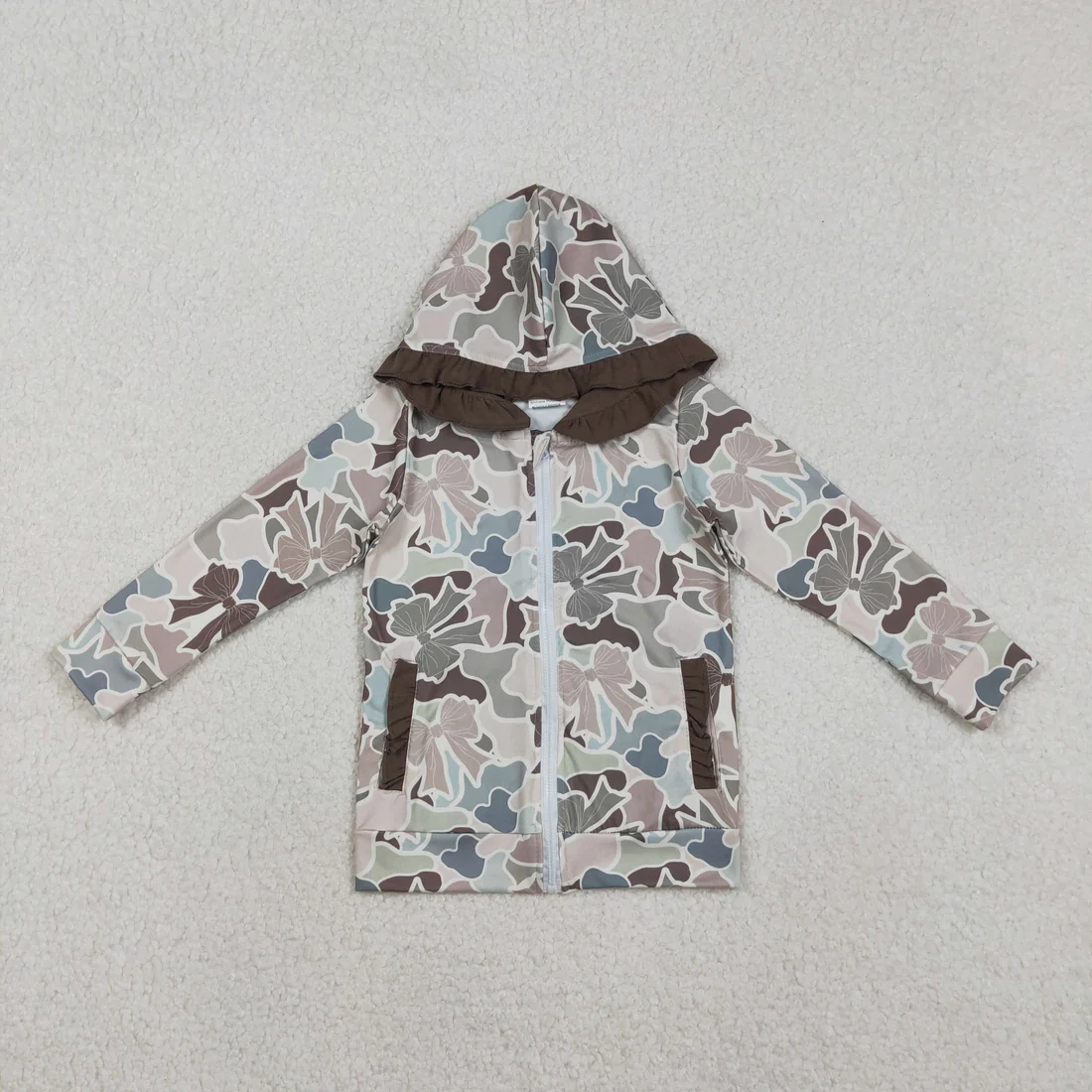 Sibling baby boys girls clothes camouflage zipper hooded long sleeve tops