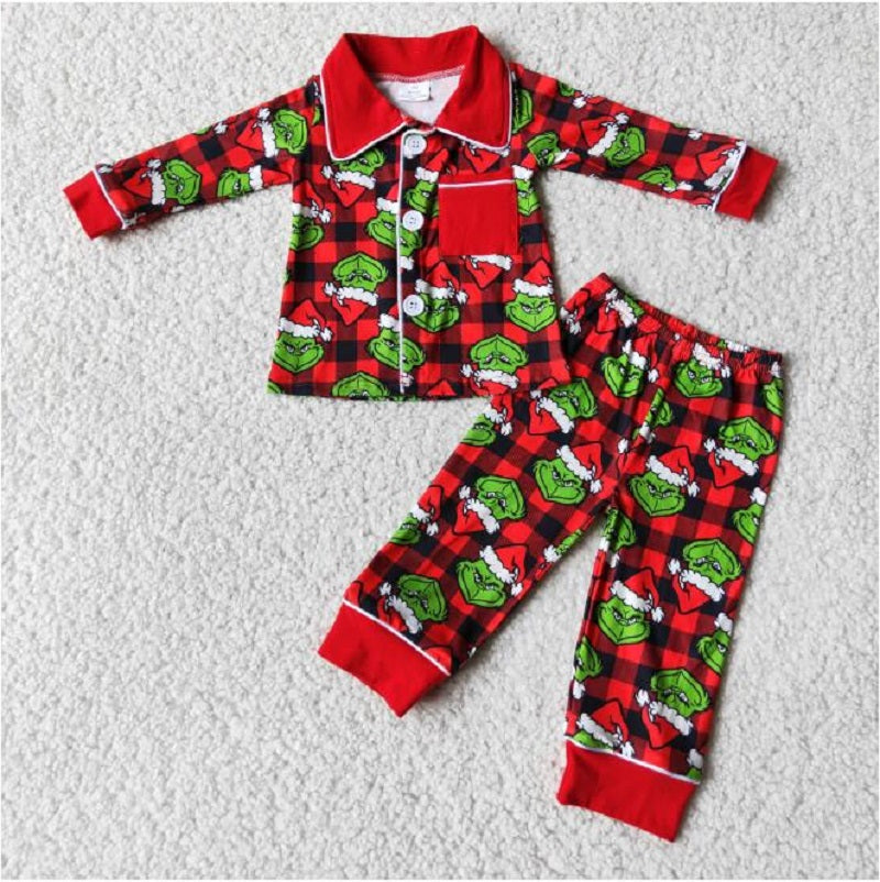Sibling Baby Kids Boys Girls Long Sleeve Tops Pants Plaid Pajamas Sets