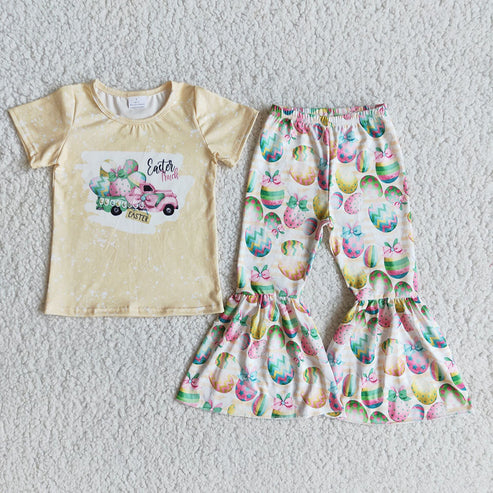 Sibling Baby Girls Easter Shirt Bell Pants Outfits Clothes Ses