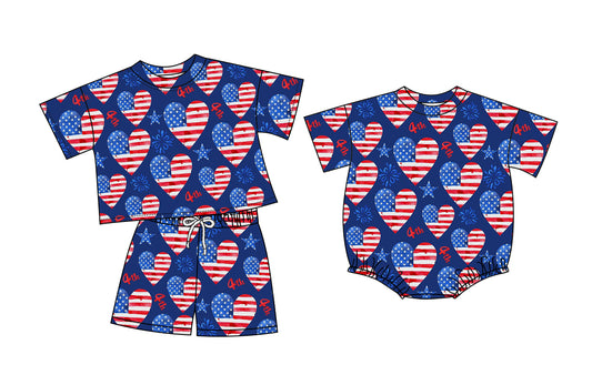 26.1.9 Custom MOQ:3 or 5 pcs each design milk silk Sibling baby girl clothes love short sleeve shorts sets and romper