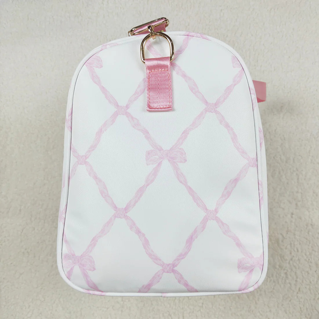 BA0226 Pink and white gym bag with bow pattern