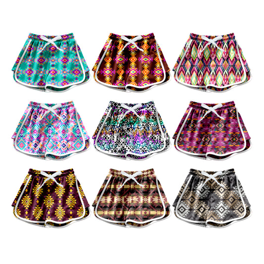 26.1.2 Custom MOQ:3 or 5 pcs each design milk silk Sibling baby girl clothes summer geometric shorts 9