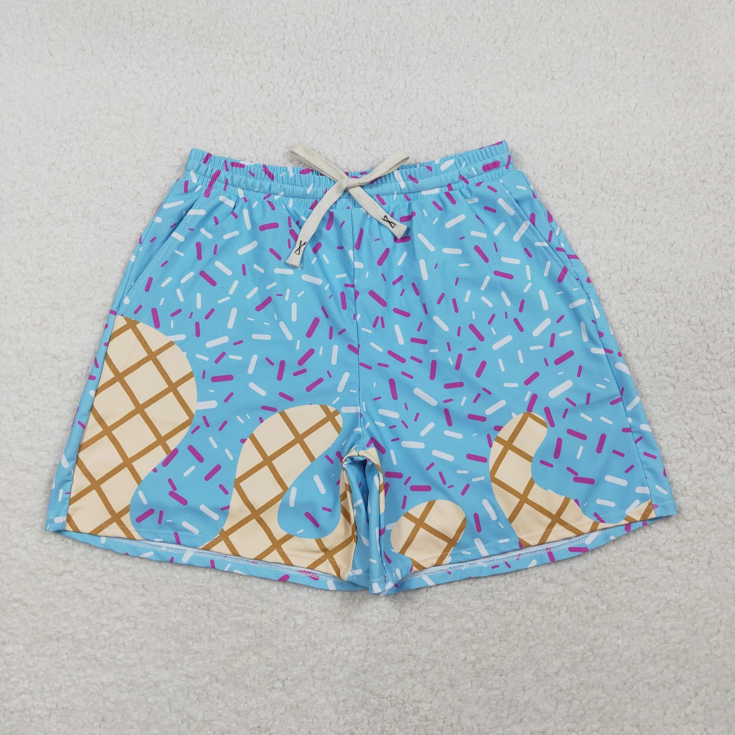 S0578 Adult Men Blue Drip Sprinkles Team Swimming Trunks Bottom