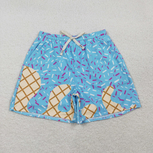 S0578 Adult Men Blue Drip Sprinkles Team Swimming Trunks Bottom