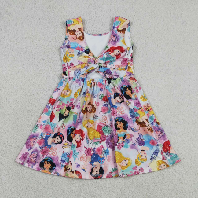 GSD2136 Kids Baby Girls Princess Flowers Yoga Active Wear Skort Knee Length Dresses