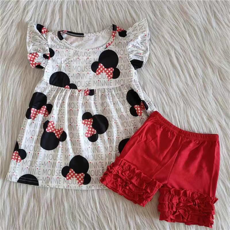 A1-9 Cartoon English red shorts suit