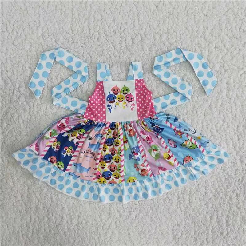 RTS NO MOQ（In Stock ) A10-23 Girls cartoon suspender Belt Dress