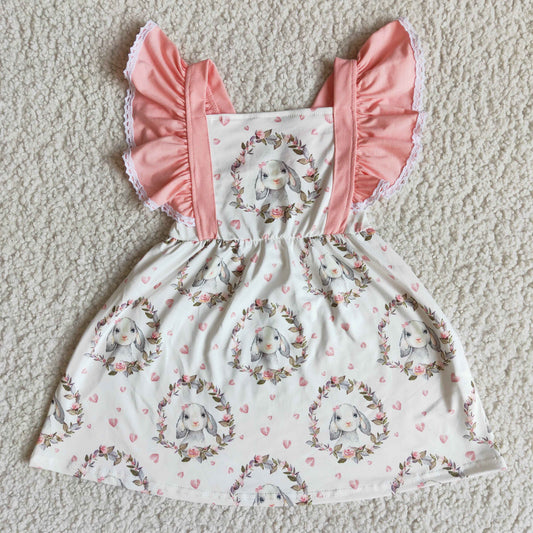 A5-2 Easter Bunny dress with pink lace sleeves