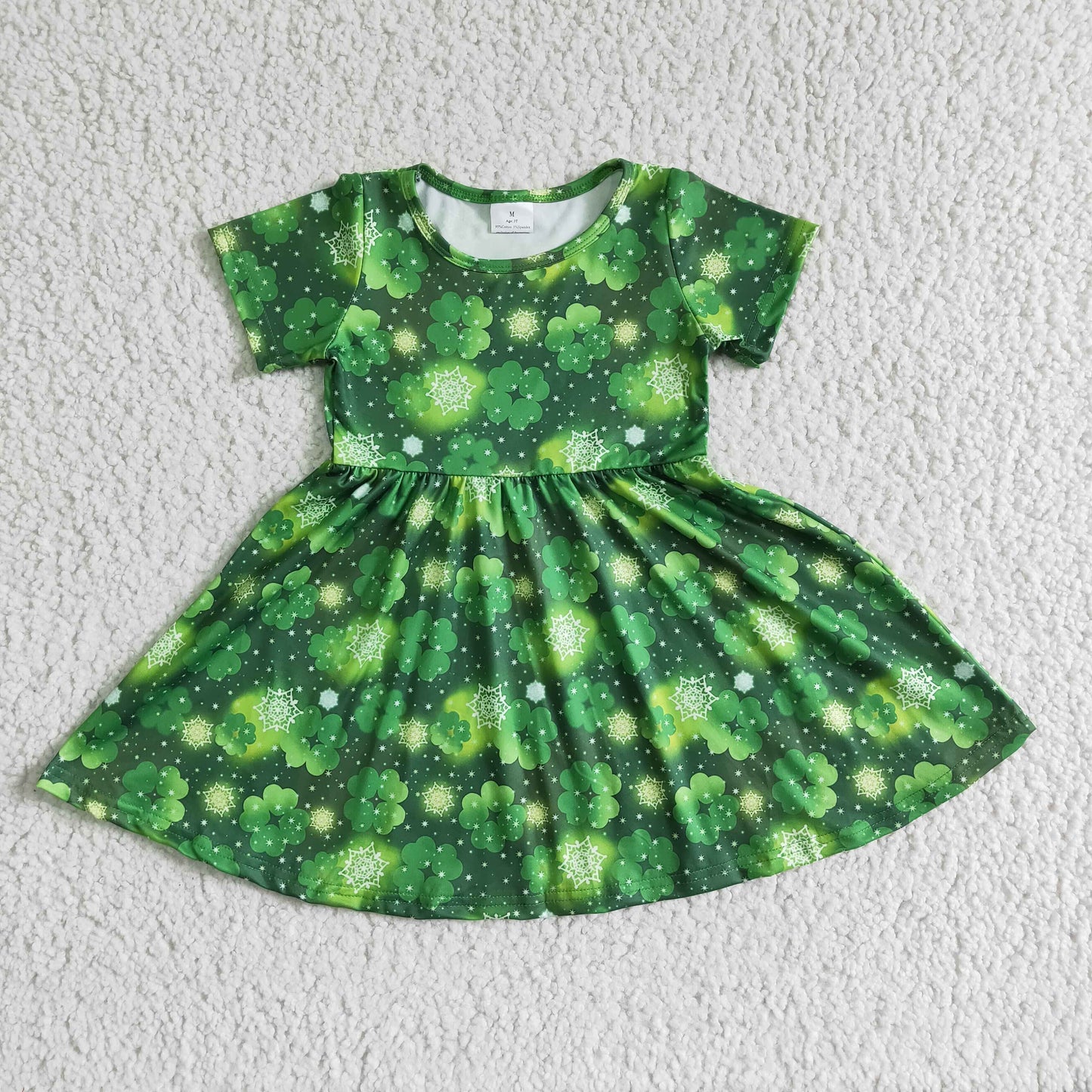 A8-10 Baby Girls Quatrefoil Twirl Knee Length Dresses