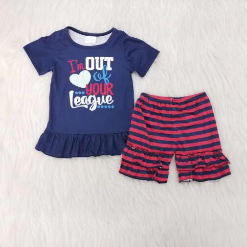 A8-22 Letter heart striped baseball print suit