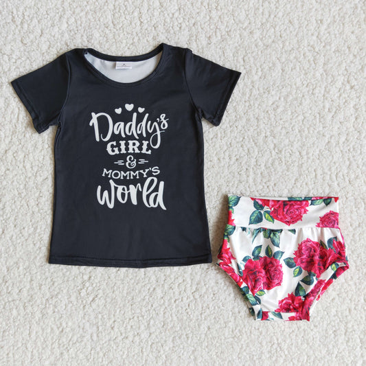 A9-4Letter black short-sleeved thong