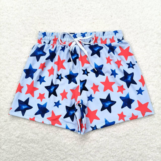 S0231 4th of July Star blue swim trunks