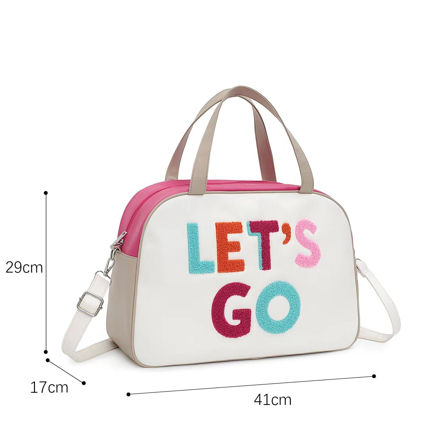 BA0066 LET'S GO Pink Embroidery bag