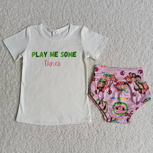 B12-10 Letter cocomelon watermelon thong suit