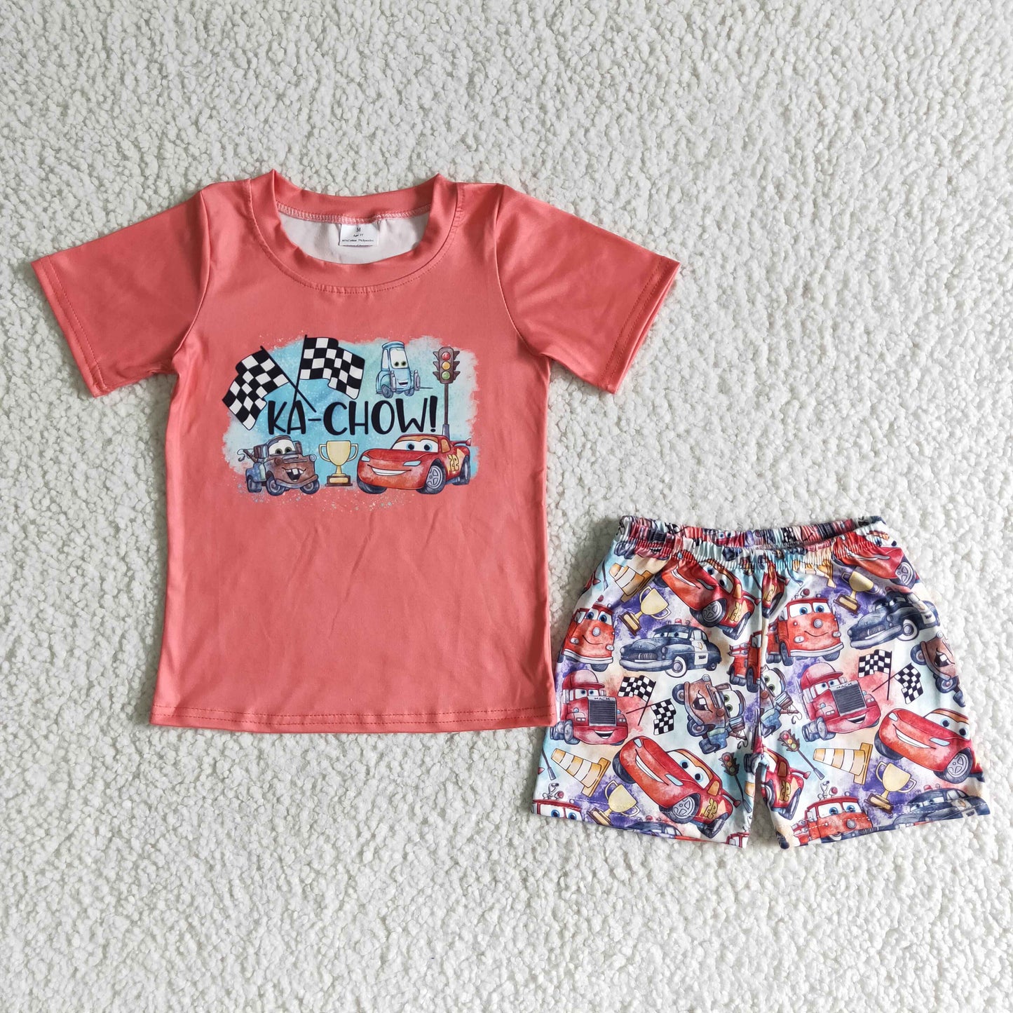B15-25 Baby Boys Cartoon Car Summer Clothing Sets