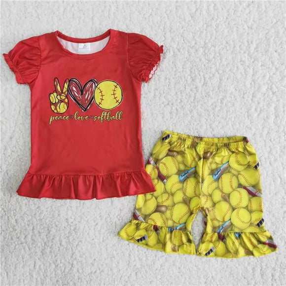 B4-24 Red short-sleeved yellow baseball suit