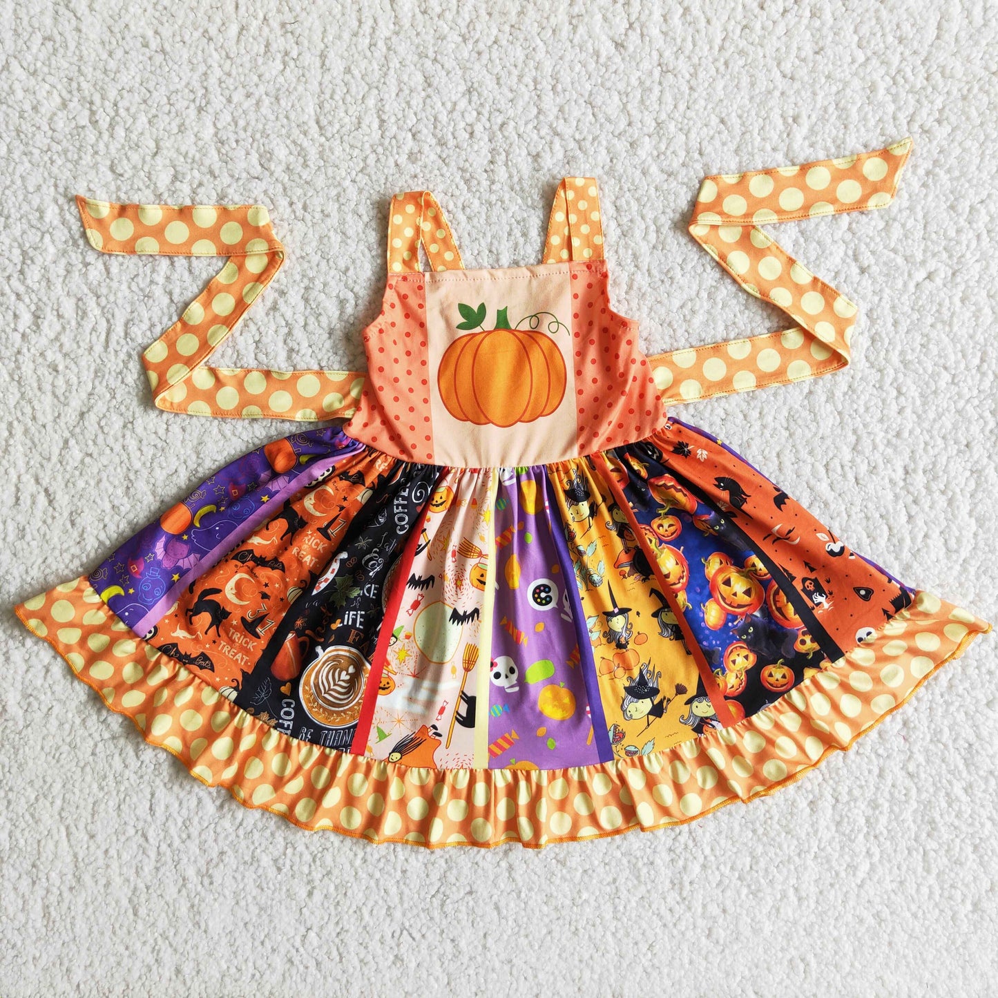 8.4 RTS NO MOQ（In Stock) B8-1 Yellow Pumpkin Strap Dress