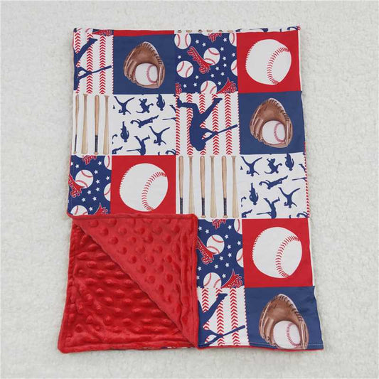 BL0063 Baby Kids Baseball Minky Blankets Quilt